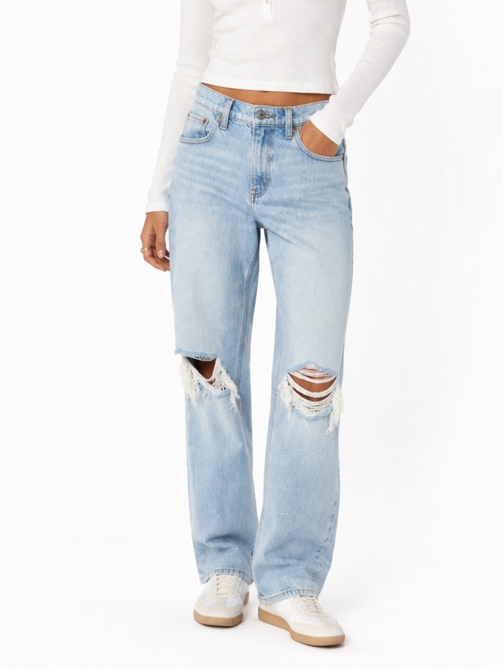Abercrombie & Fitch The 90s Straight Mid Rise Jeans Distressed